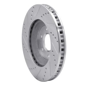 Cadillac SRX Brake Rotor (1) - Front Right - R1 Concepts - Drilled & Slotted - Silver - `04-`09